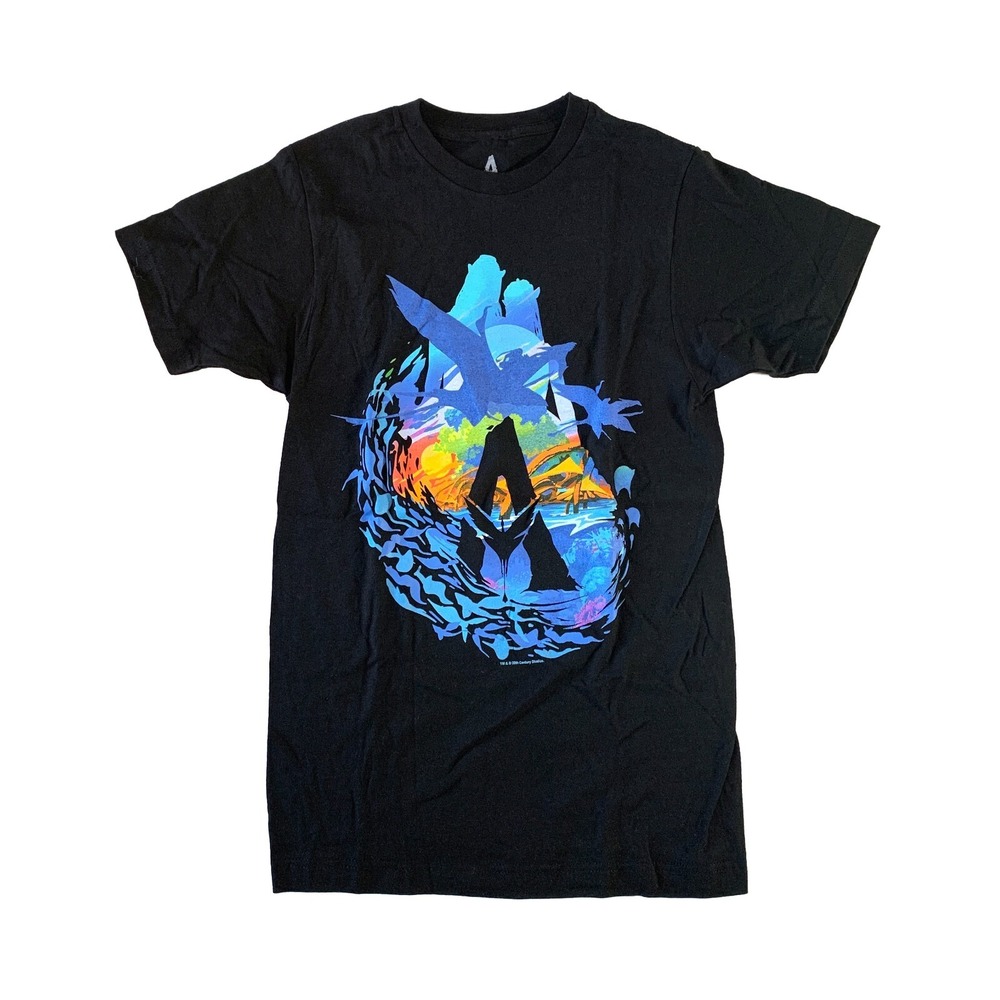 Disney Avatar The Way of Water Pandora Silhouette Logo Black TShirt Sz XS Cotton